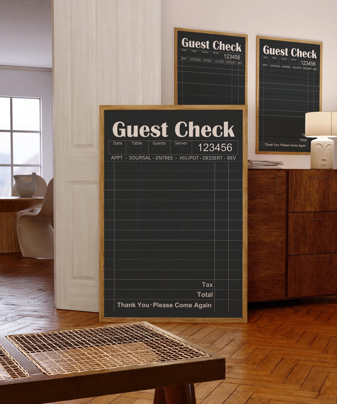 Black Guest Check Vintage Restaurant Receipt Trendy Kitchen Wall Poster - Image 4