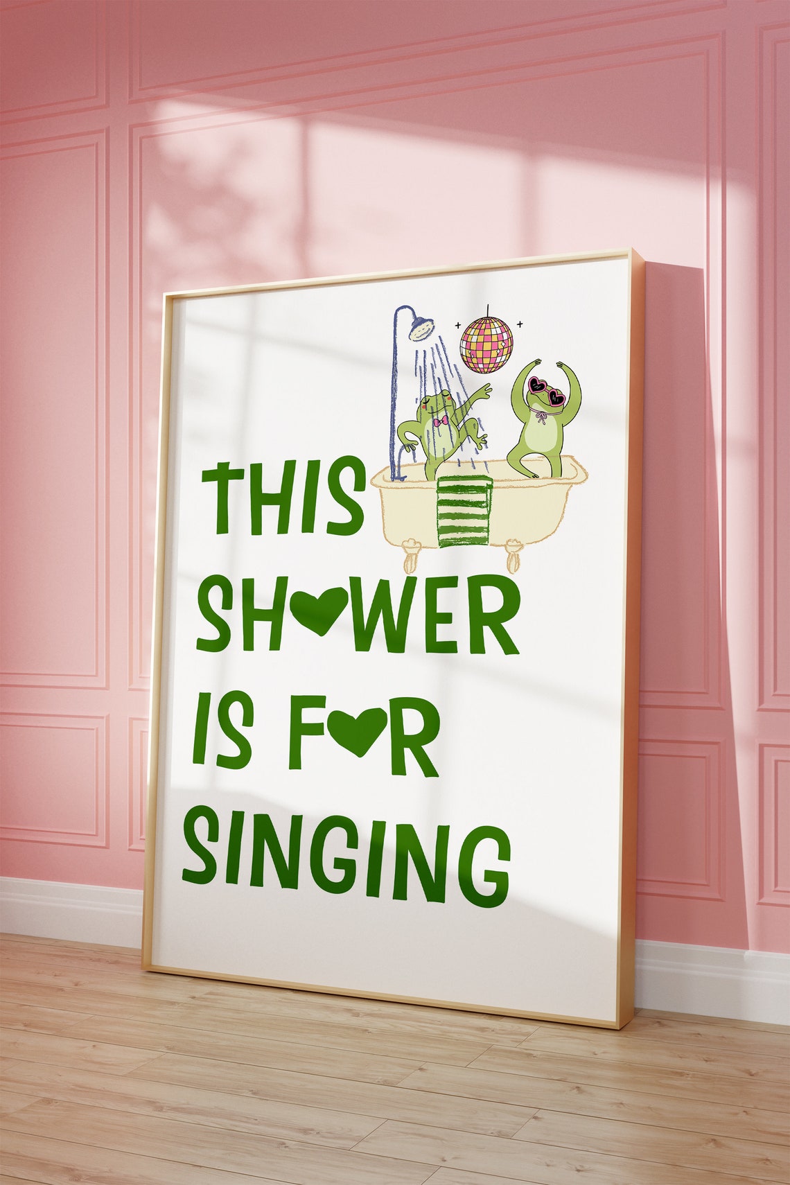 This Shower Is for Singing Funny Party Frogs Green Bathroom Poster - Image 4