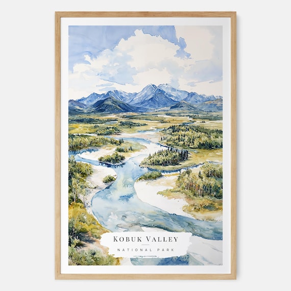 Kobuk Valley National Park River Valley Watercolor Travel Poster