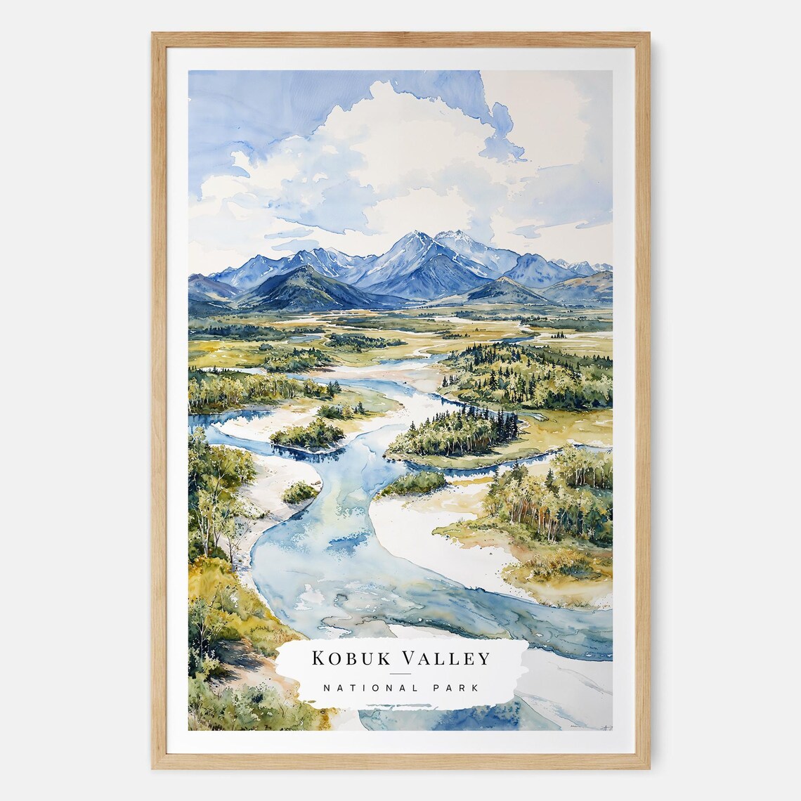 Kobuk Valley National Park River Valley Watercolor Travel Poster