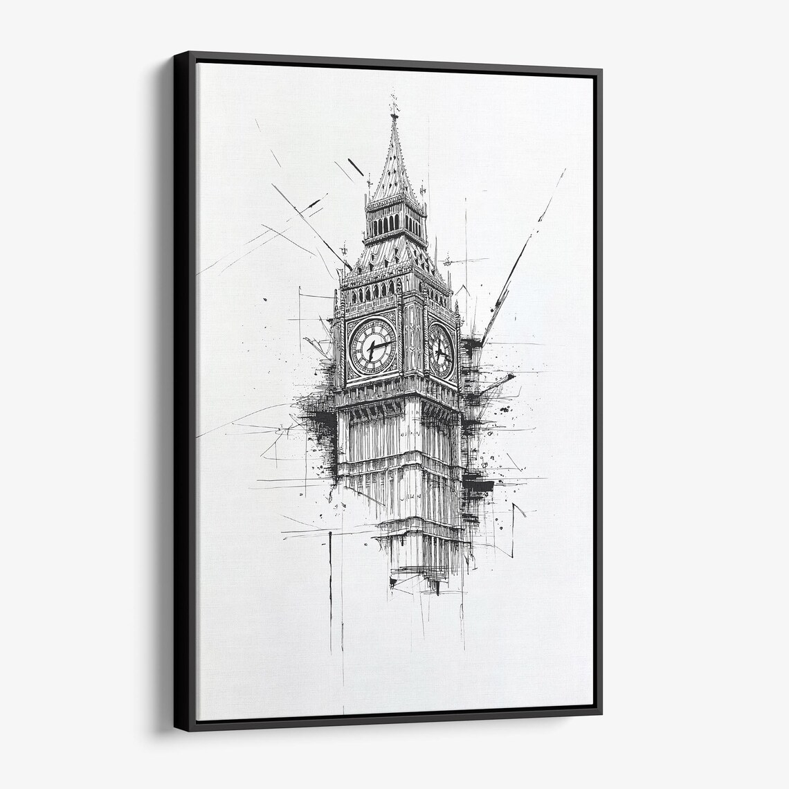 Big Ben London Clock Tower Ink Sketch Architectural Drawing Poster