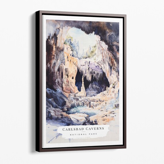 Carlsbad Caverns National Park Cave Watercolor Travel Poster