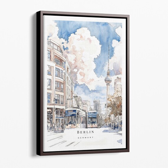 Berlin Watercolor Canvas Art Print Urban Landscape Wall