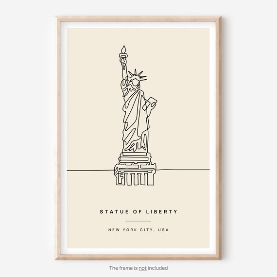 Statue of Liberty New York City USA Minimal Line Drawing Art Poster