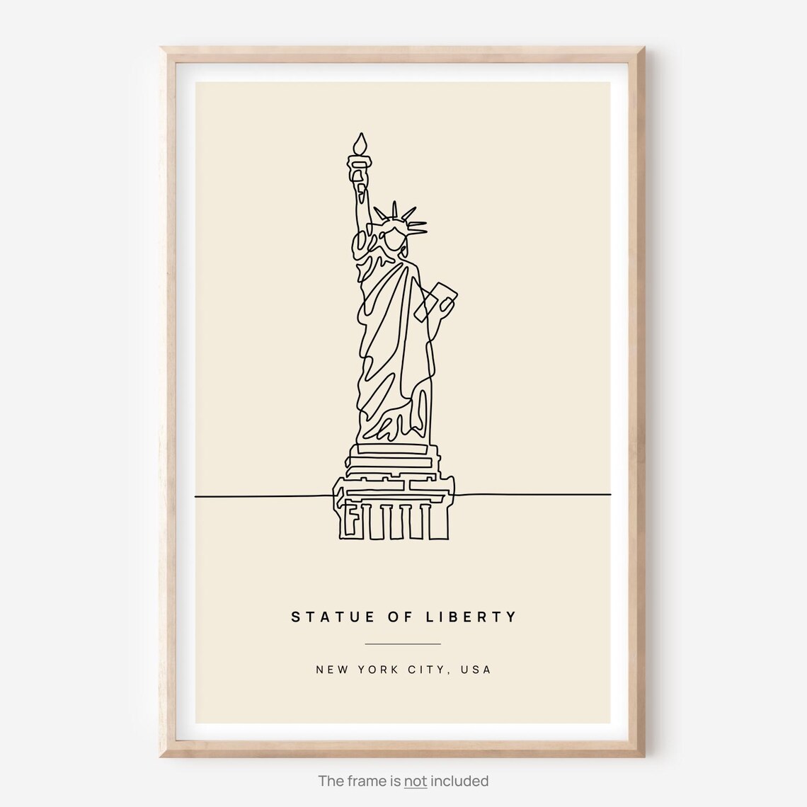 Statue of Liberty New York City USA Minimal Line Drawing Art Poster