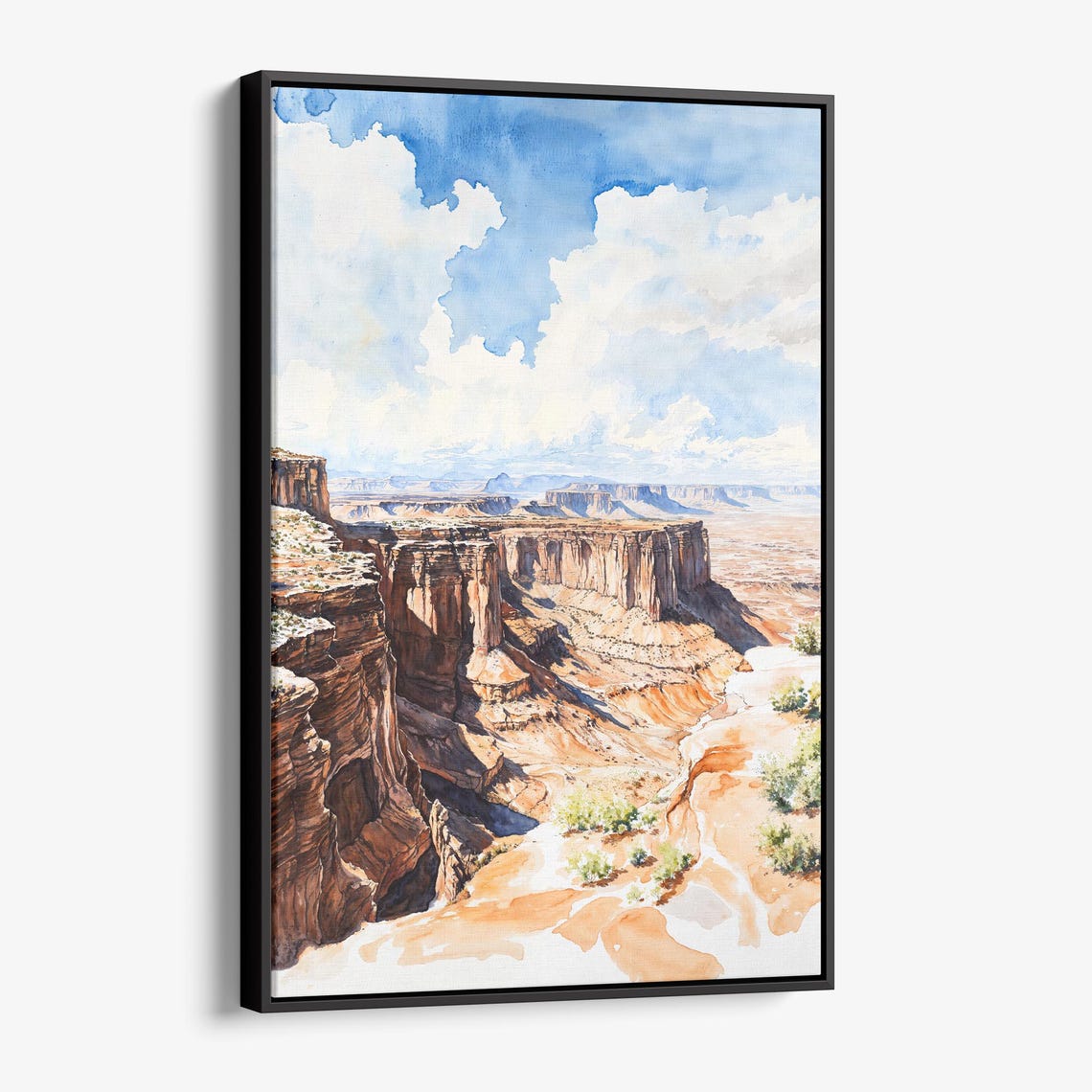 Red Rock Desert Canyon Watercolor Southwest Landscape Art Poster