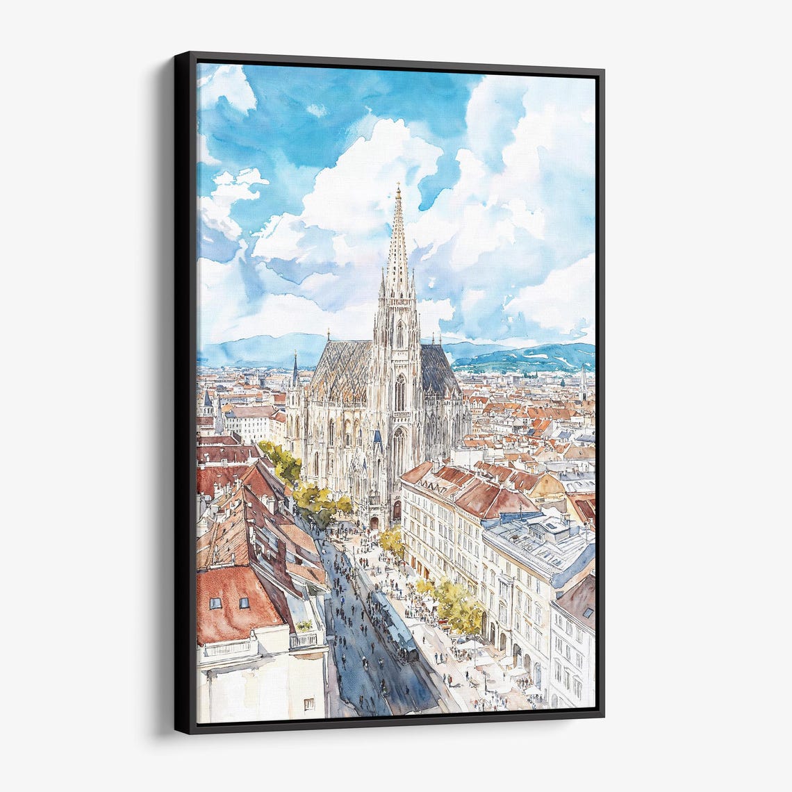 Vienna Canvas Print Watercolor Cityscape Wall Art