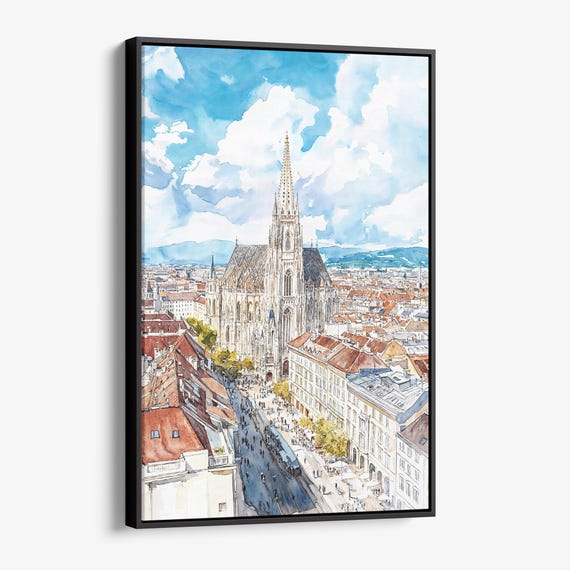 Vienna Canvas Print Watercolor Cityscape Wall Art