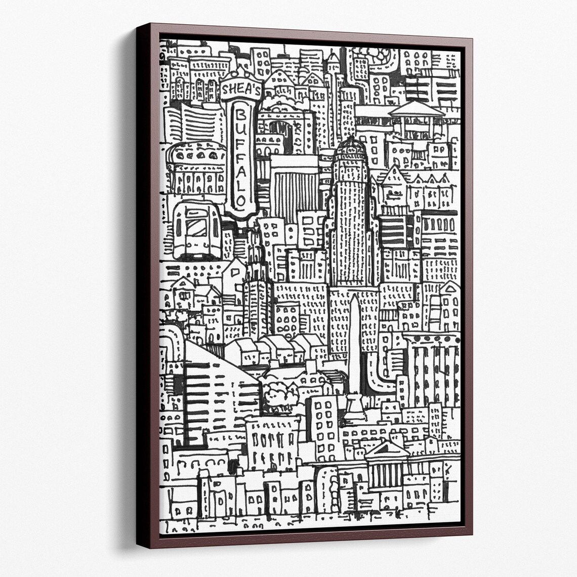 Buffalo New York Shea's Theatre Hand Drawn Cityscape Line Art Poster