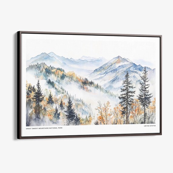 Great Smoky Mountains National Park Watercolor Travel Poster