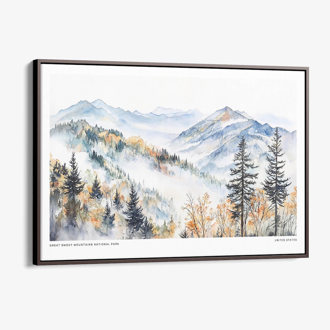 Great Smoky Mountains National Park Watercolor Travel Poster