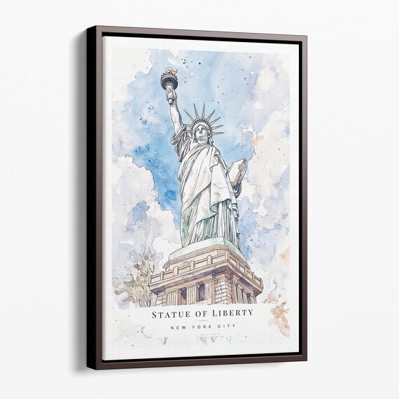 Iconic Statue Of Liberty New York City Watercolor Travel Poster