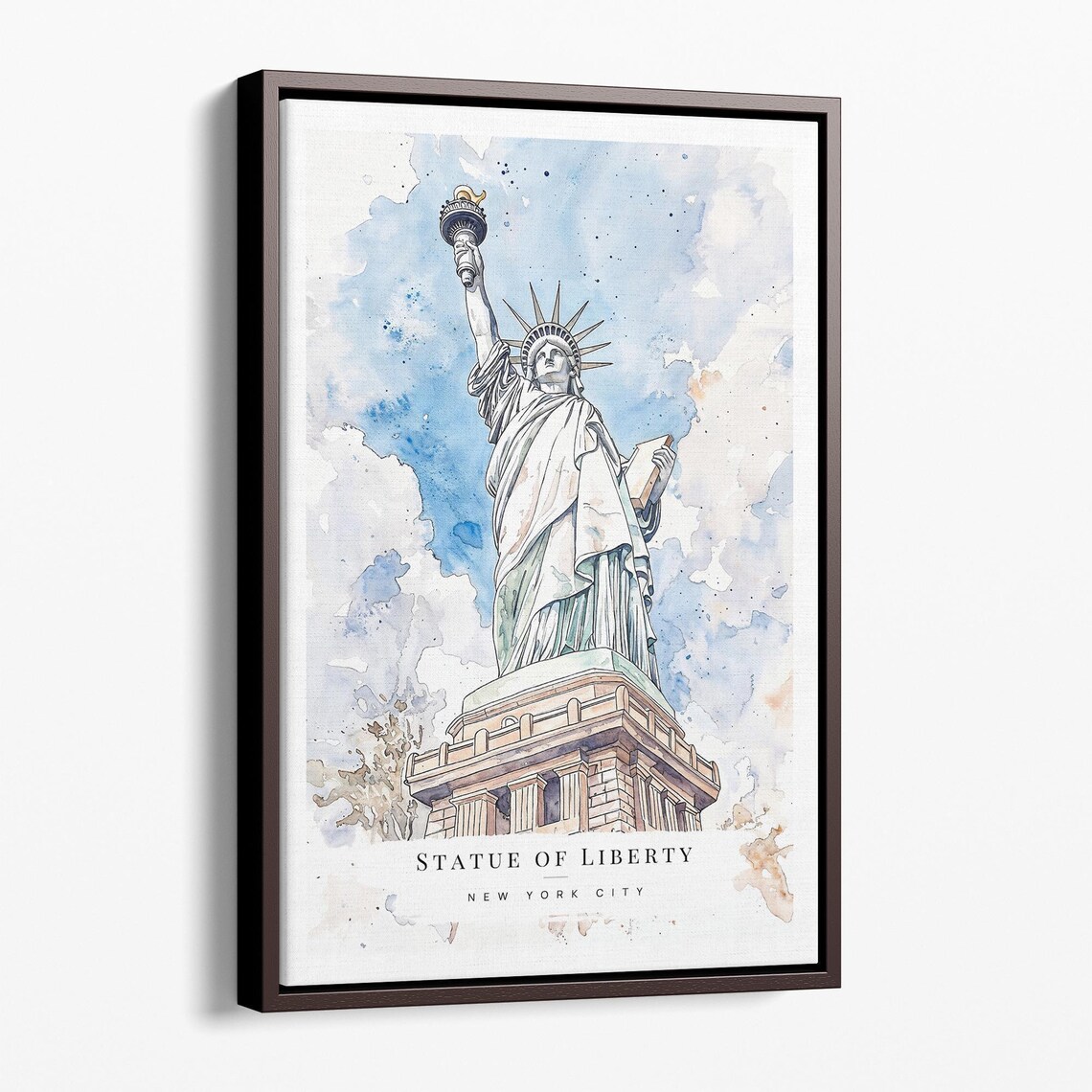 Iconic Statue Of Liberty New York City Watercolor Travel Poster