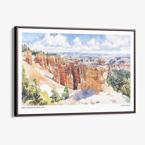Bryce Canyon National Park Watercolor Red Rock Travel Poster