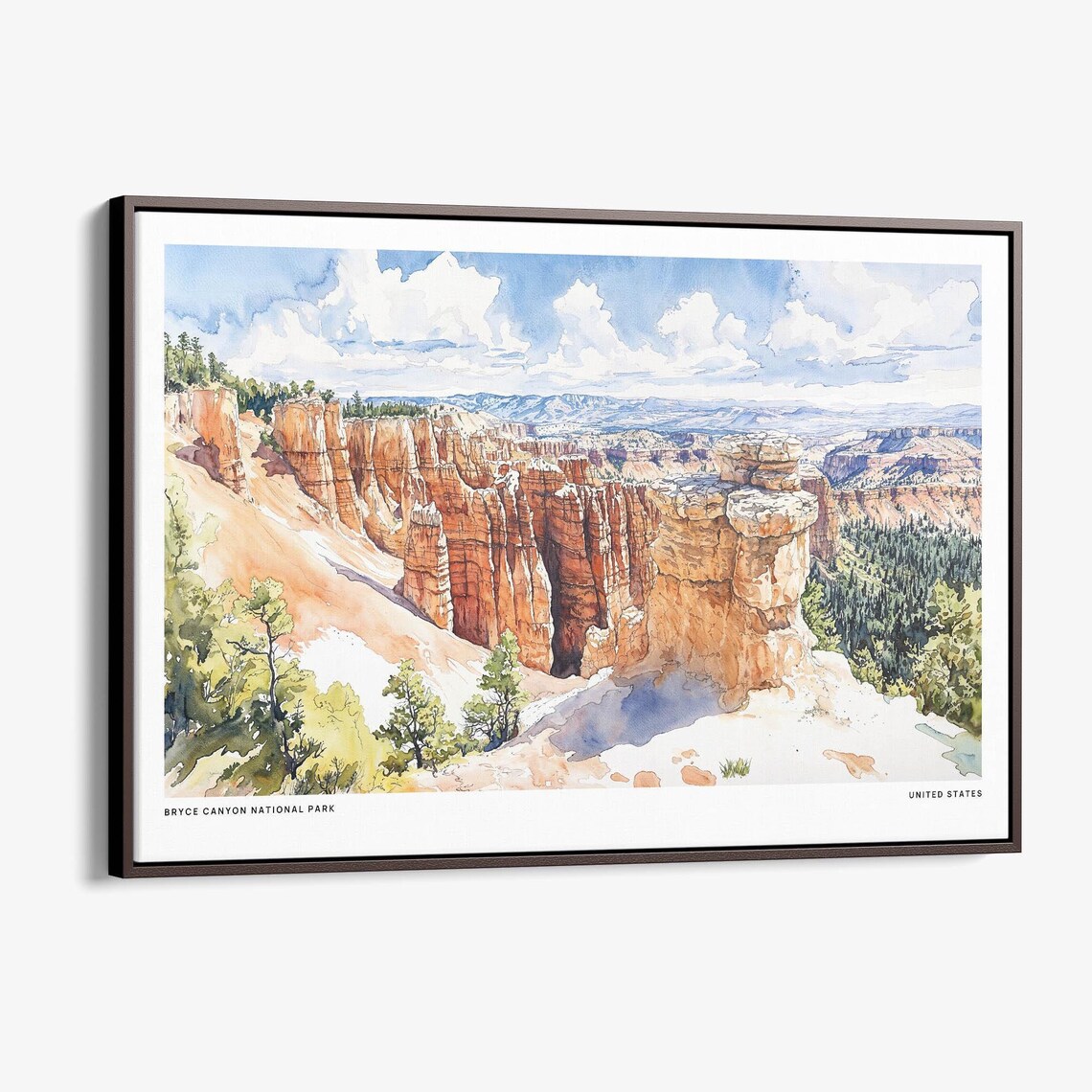 Bryce Canyon National Park Watercolor Red Rock Travel Poster