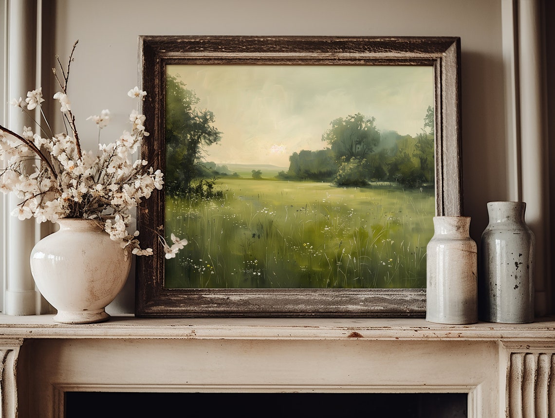 Spring Meadow Wildflower Field Vintage Countryside Oil Painting Poster - Image 3