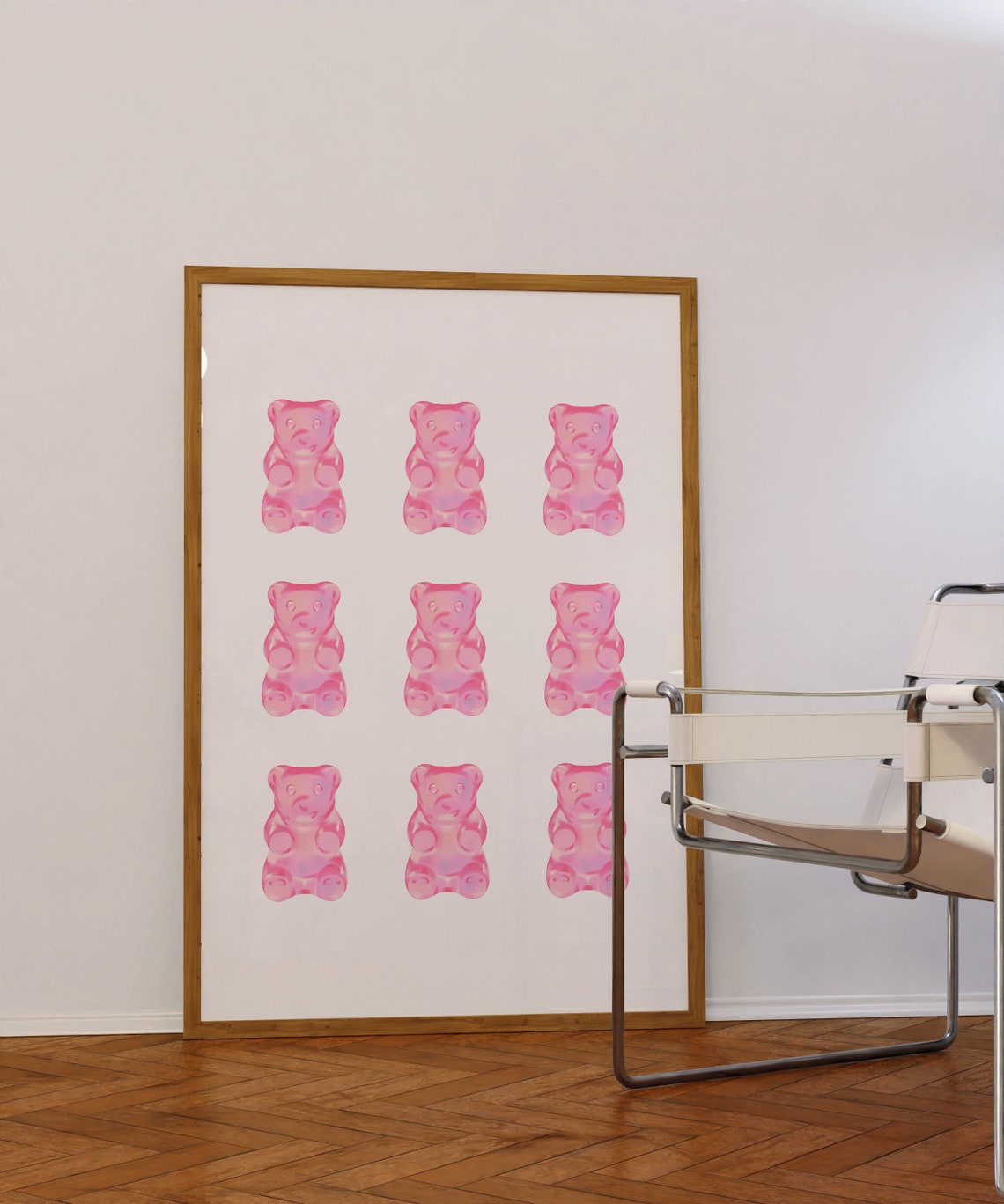 Cute Pink Gummy Bears Nine Grid Preppy Sweet Candy Art Poster - Image 2