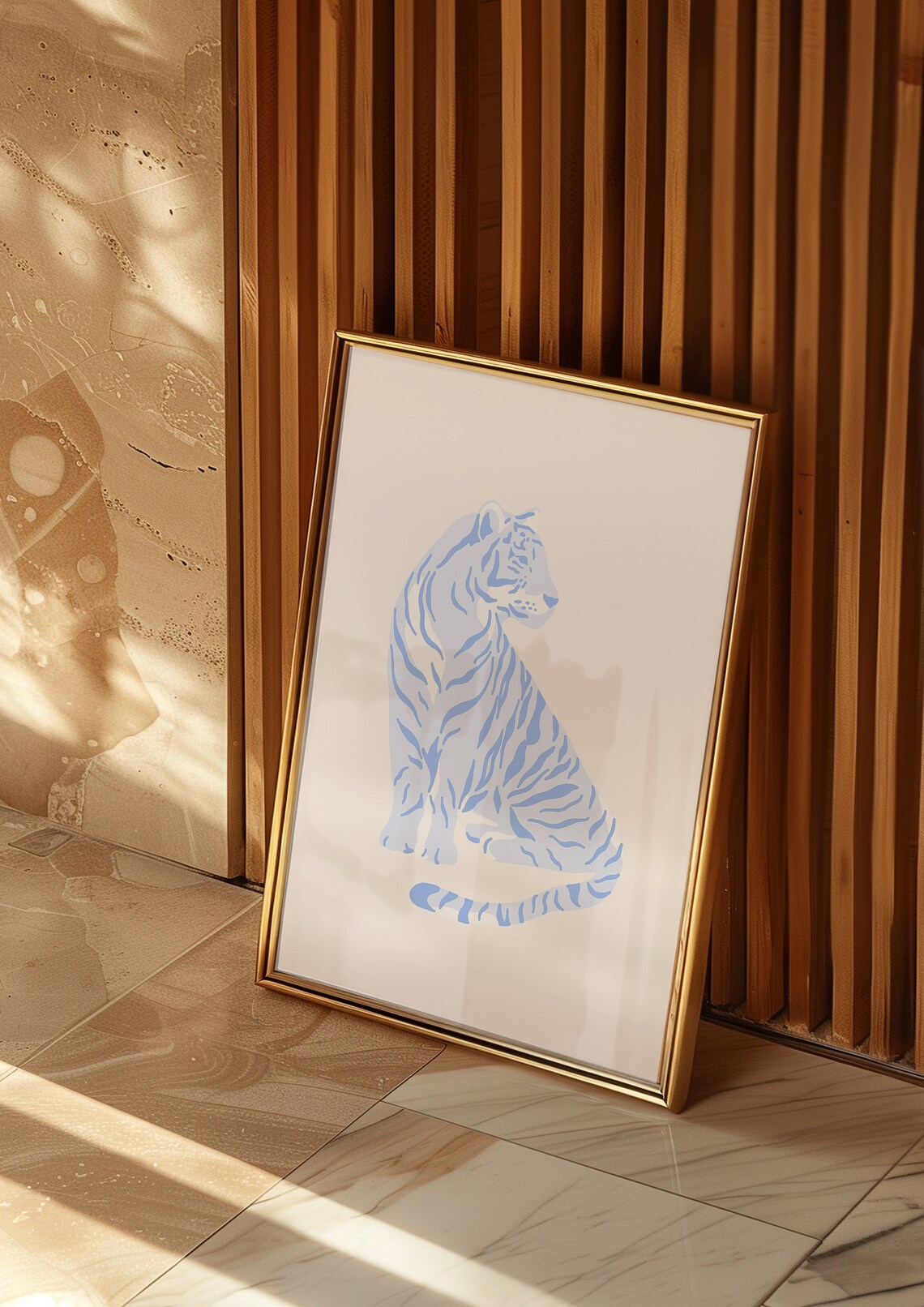 Tiger Wall Art, Blue Preppy Room Decor Poster - Image 3