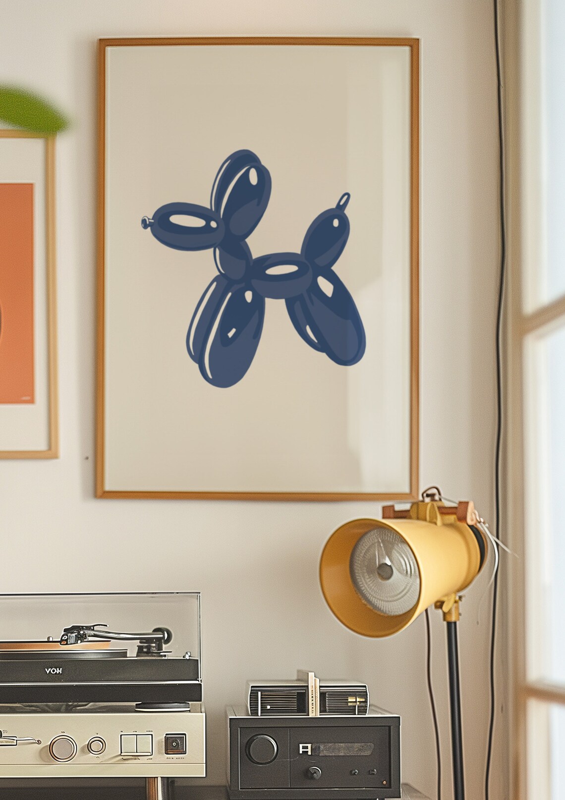 Navy Blue Balloon Dog Minimalist Sculpture Art Poster Kids Decor - Image 3