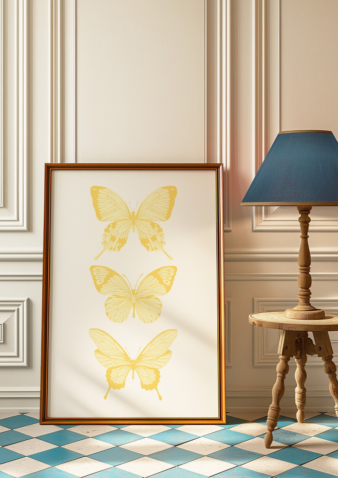 Butterfly Yellow Art Print, Preppy Dorm Decor - Image 3
