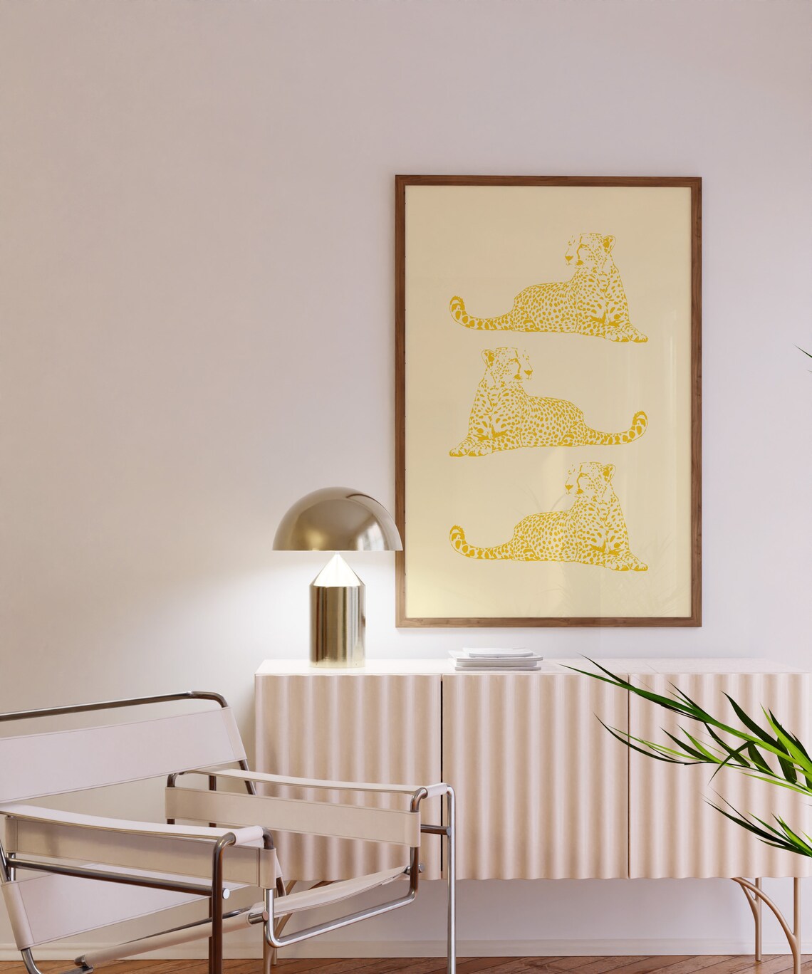 Cheetah Wall Art Print, Yellow Trendy Bedroom Decor - Image 3