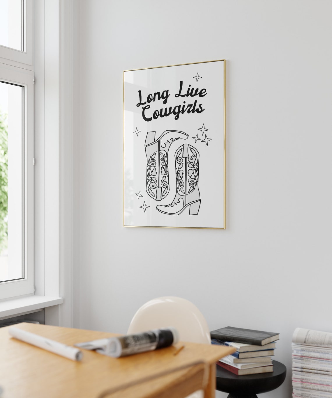 Long Live Cowgirls Floral Boots Script Trendy Western Poster - Image 2