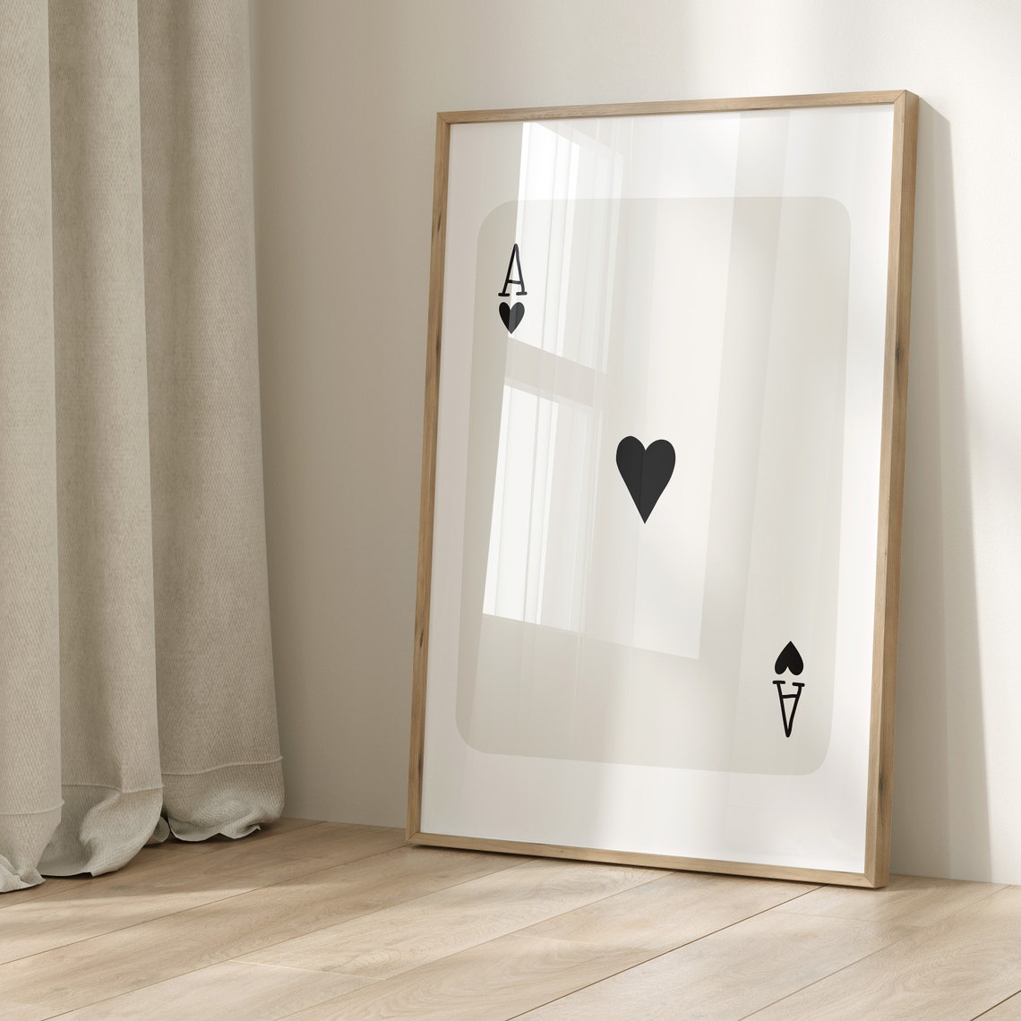 Ace of Hearts Oversized Playing Card Minimalist Black on White Poster - Image 2