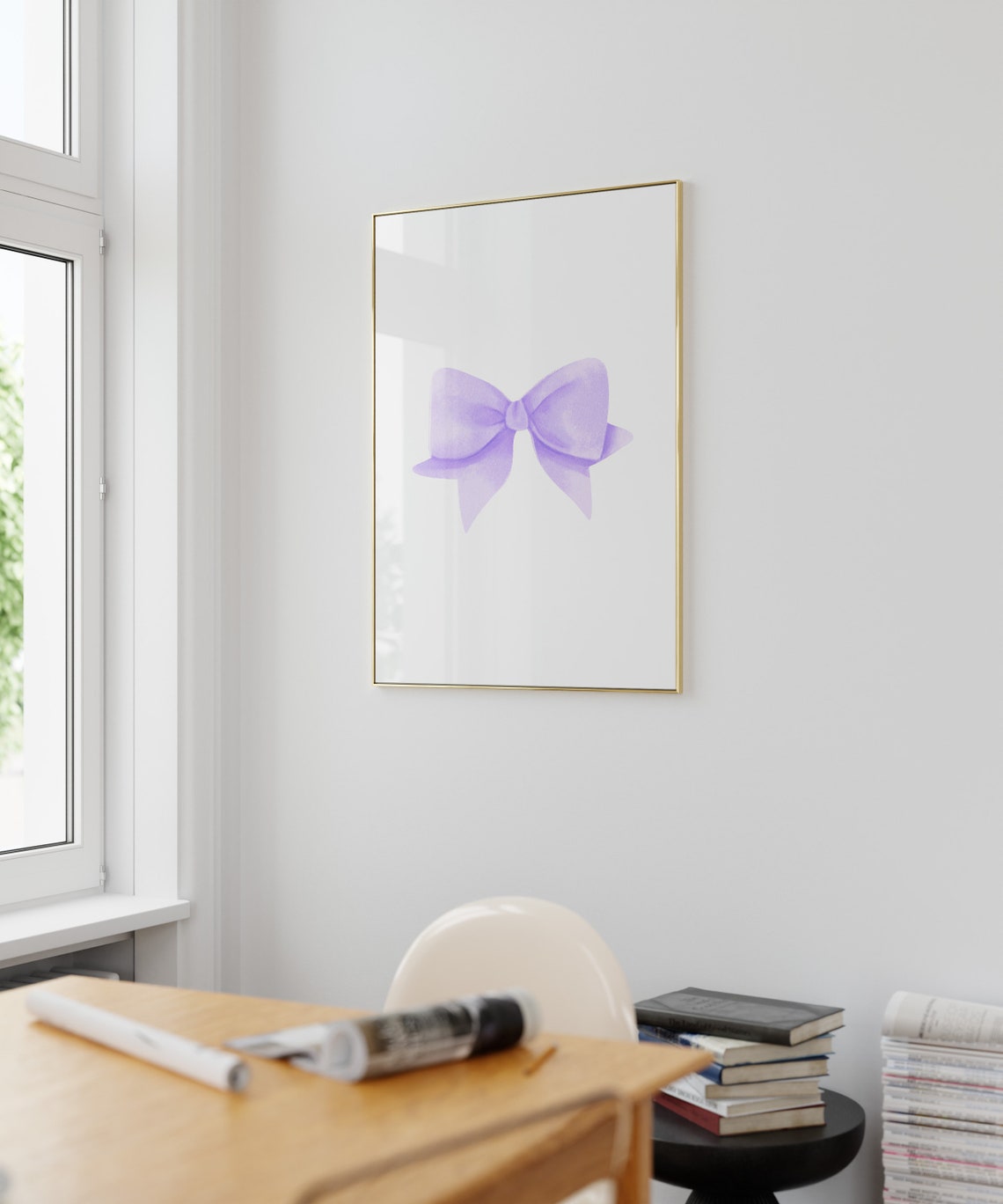 Purple Watercolor Bow Single Lilac Coquette Bedroom Wall Art - Image 2