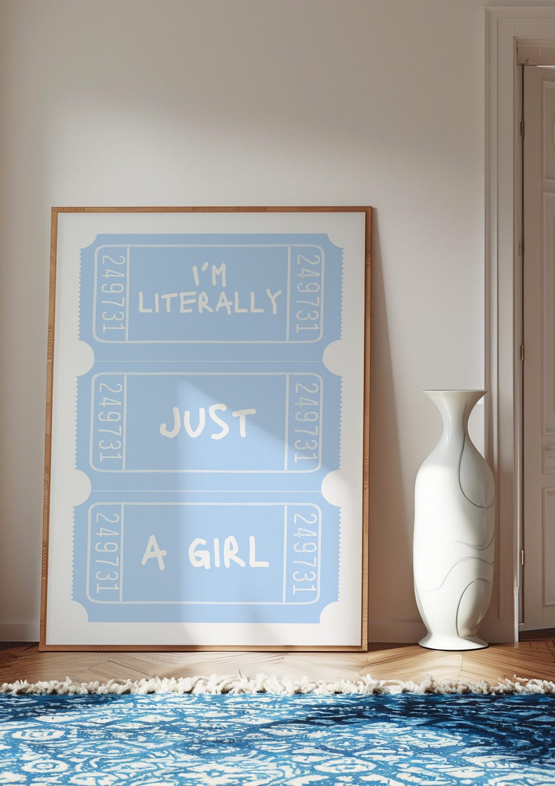 I'm Literally Just A Girl Light Blue Vintage Ticket Stub Wall Art - Image 2
