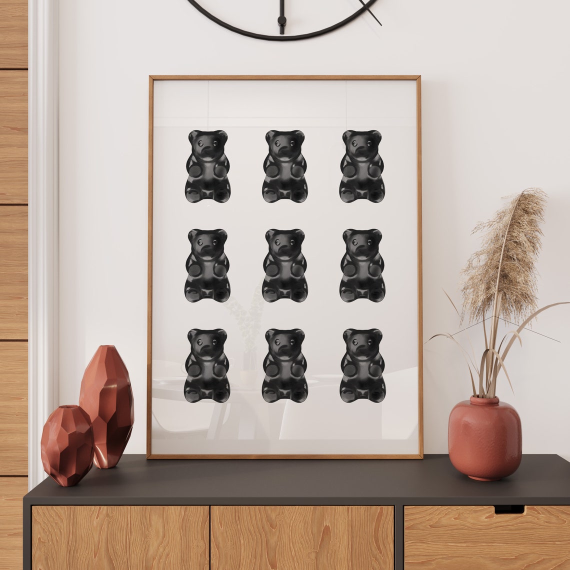 Black Gummy Bears Grid Nine Candy Pop Art Minimalist Modern Wall Art - Image 3