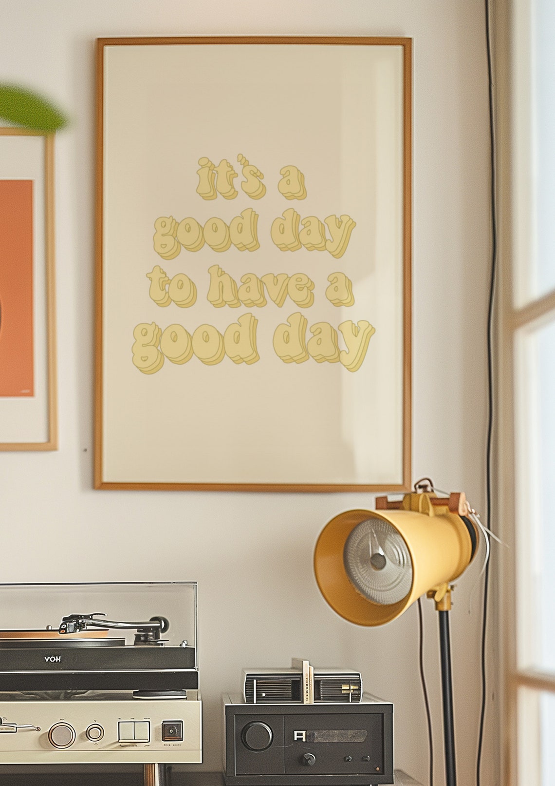 Good Day Yellow Bubble Letter Positive Quote Poster Art Office Decor - Image 2