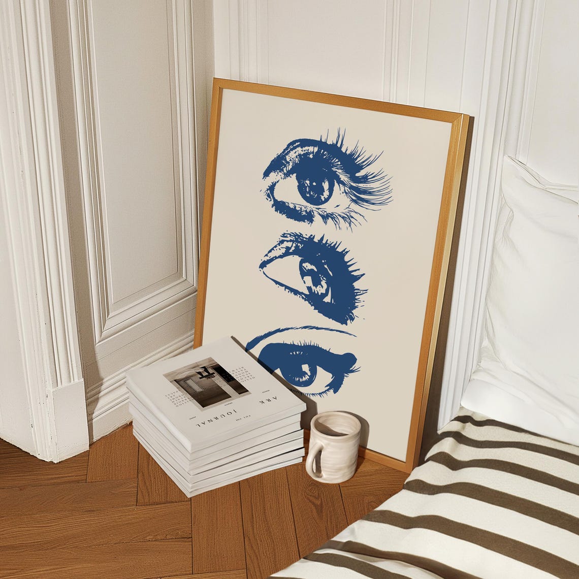 Triple Blue Pop Art Eyes Funky Retro Graphic Wall Decor Poster - Image 4
