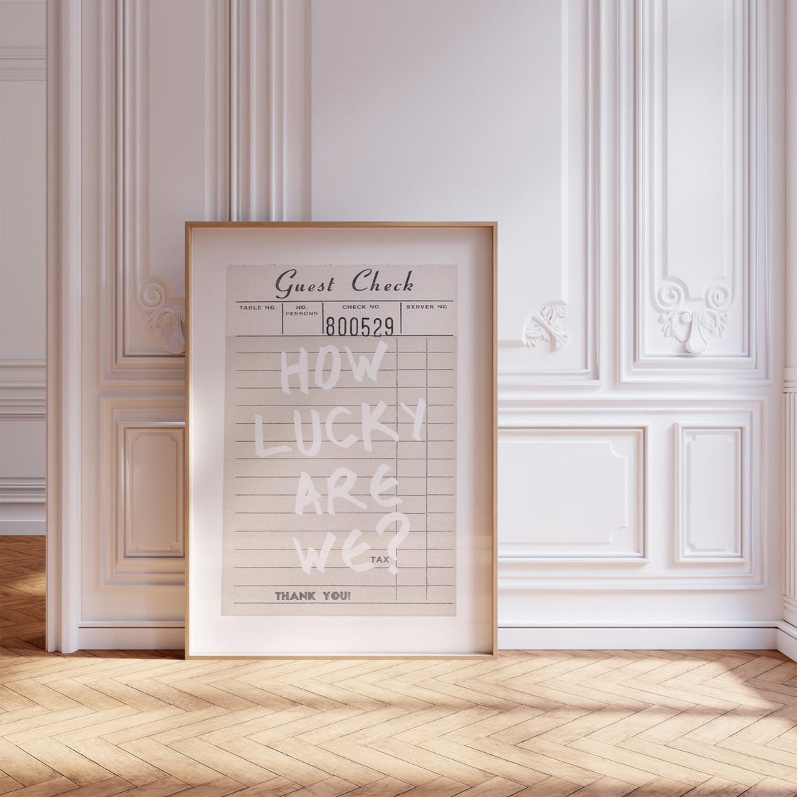 How Lucky Are We Vintage Guest Check Receipt Gratitude Quote Poster - Image 2
