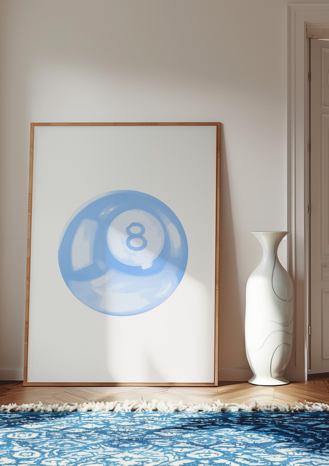 Baby Blue 8 Ball Soft Watercolor Preppy Trendy Dorm Room Poster