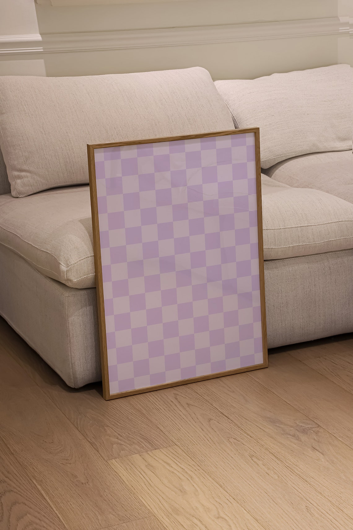 Lilac Purple Checkerboard Pattern Trendy Aesthetic Preppy Art Poster - Image 3