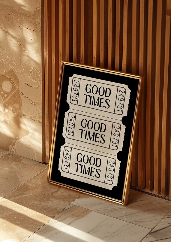 Good Times Triple Ticket Trio Black Background Bold Retro Graphic Wall Poster