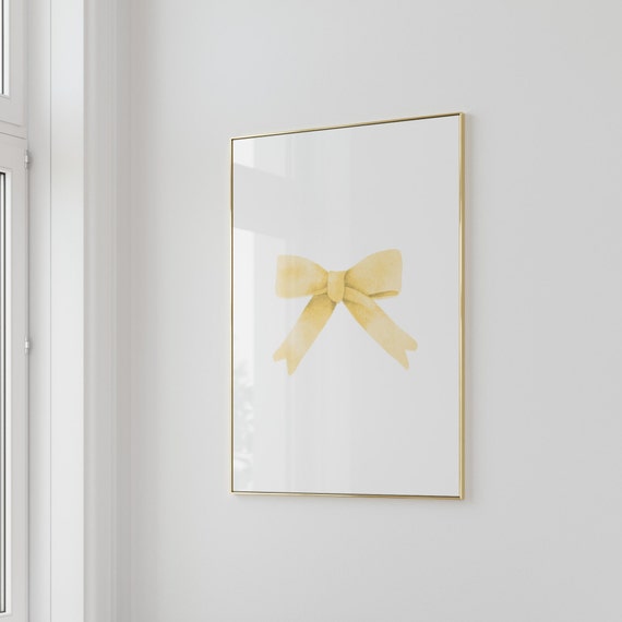 Bow Art Print Yellow Poster Preppy Girly Bedroom Decor Balletcore Poster Coquette Art Print Trendy Wall Art Aesthetic Print Ribbon Print