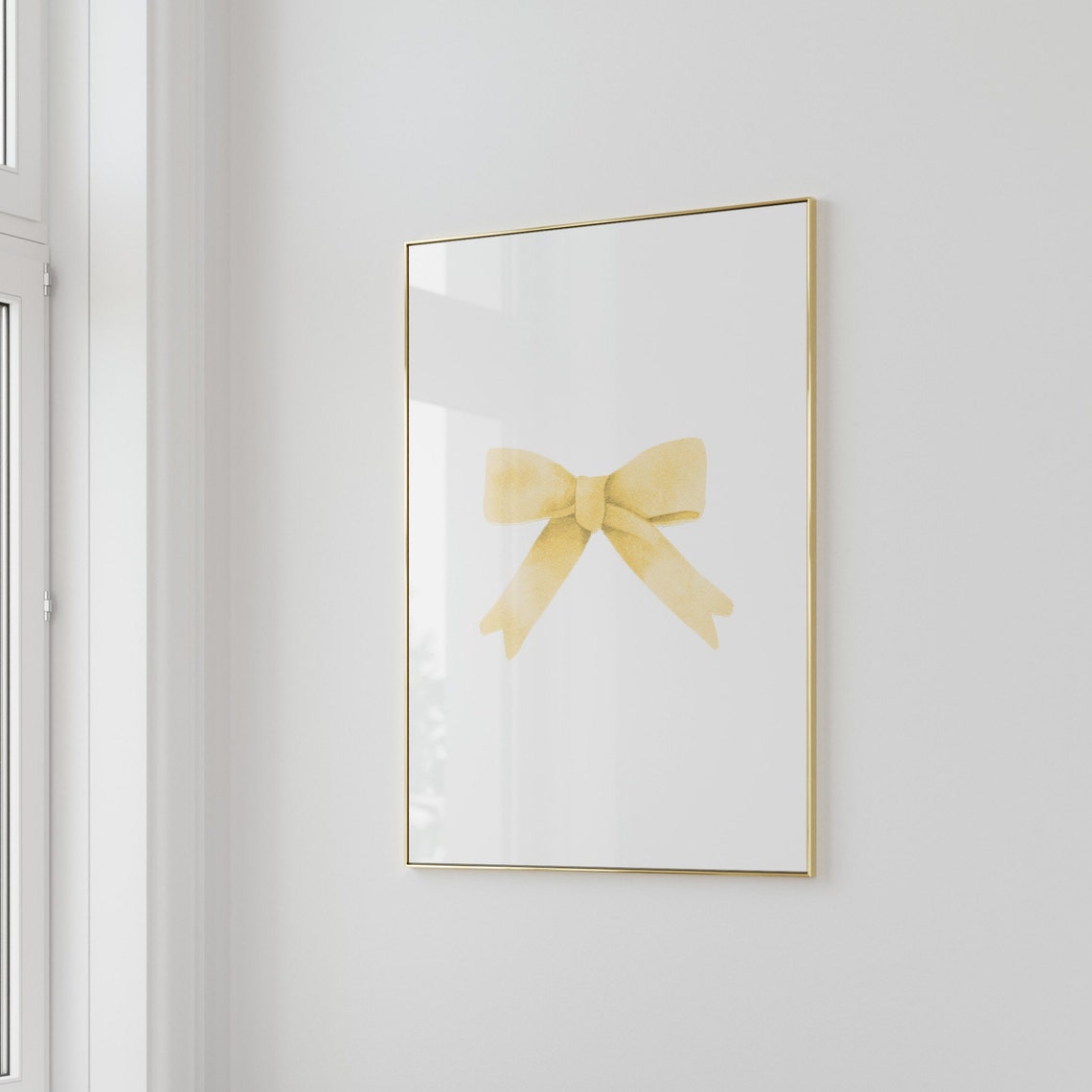 Yellow Watercolor Bow Single Bright Girly Bedroom Decor Wall Art