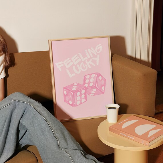 Feeling Lucky Pink Dice Bubblegum Pink Casino Style Room Poster
