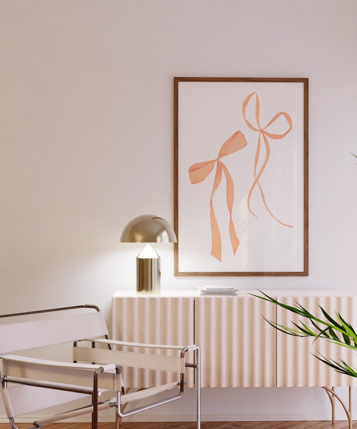 Pair of Orange Watercolor Ribbon Bows Delicate Coquette Wall Poster - Image 3
