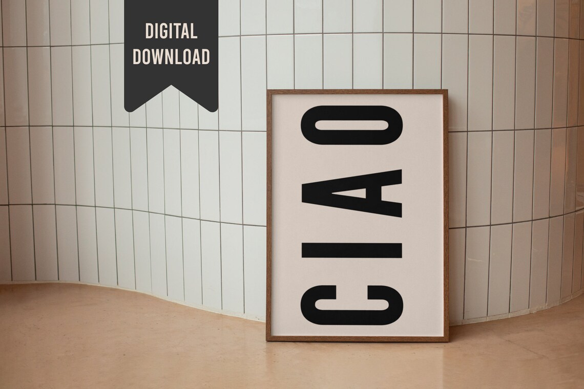 Ciao Italian Quote Big Bold Black Typography Minimalist Poster
