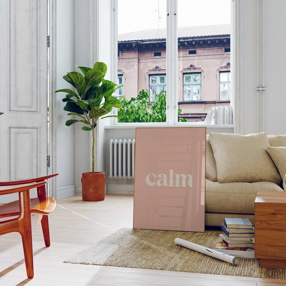 Calm Pink Minimalist Single Word Serene Typography Wellness Poster - Image 4