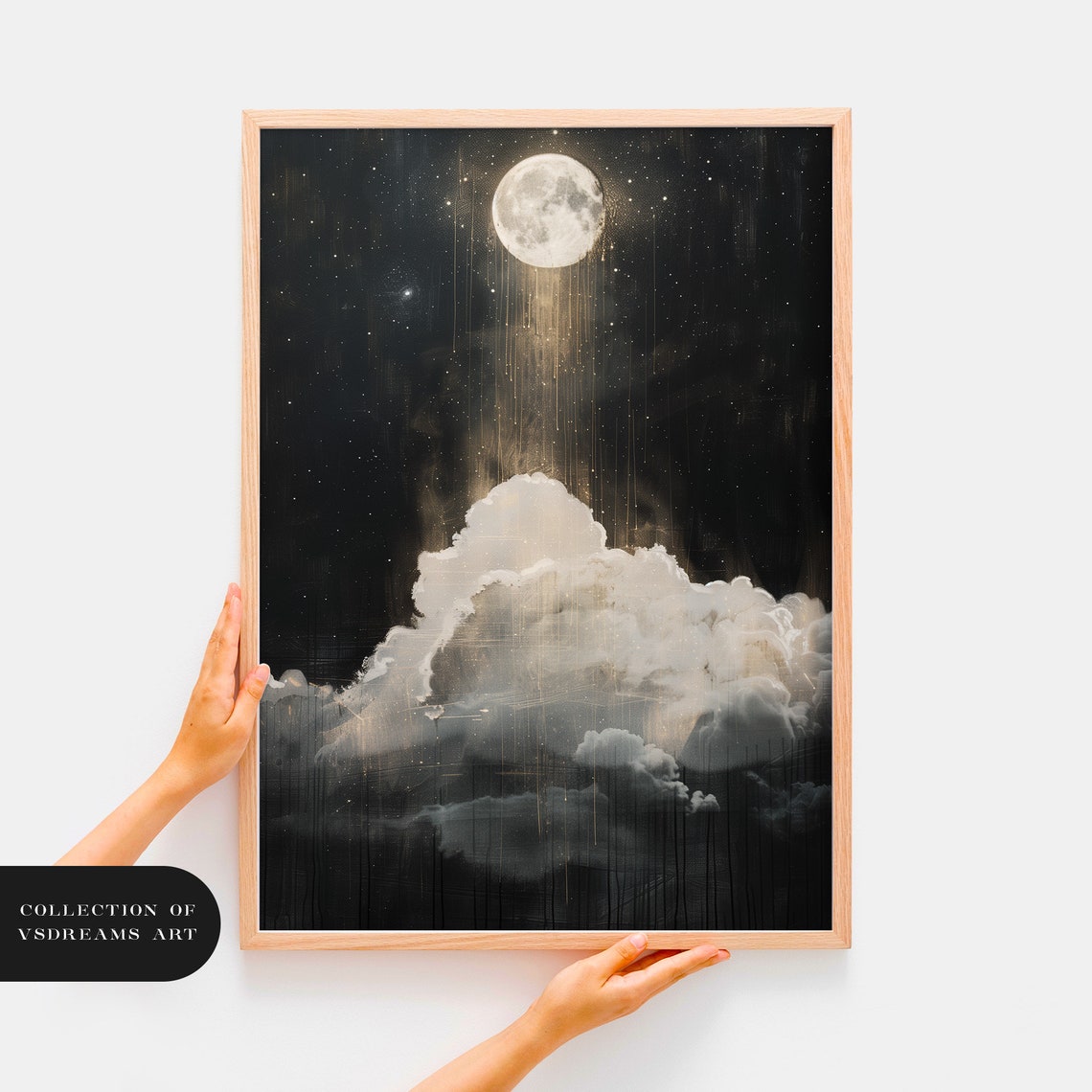 Gothic Full Moon Starry Night Sky Cloud Dark Mystic Art Poster - Image 2