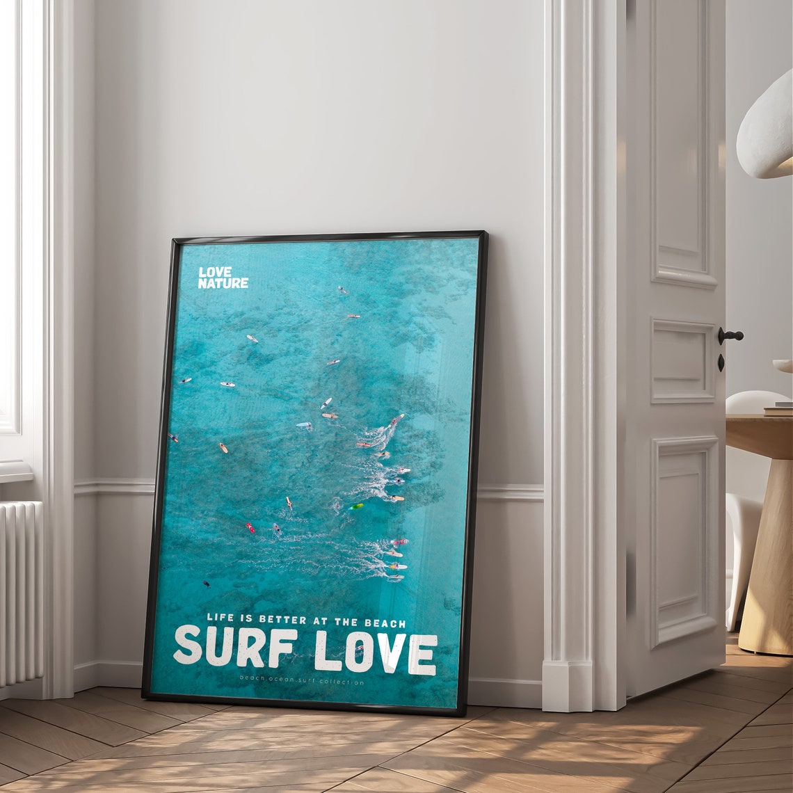 Surf Love Aerial View Of Surfers On Turquoise Ocean Waves Poster - Image 2
