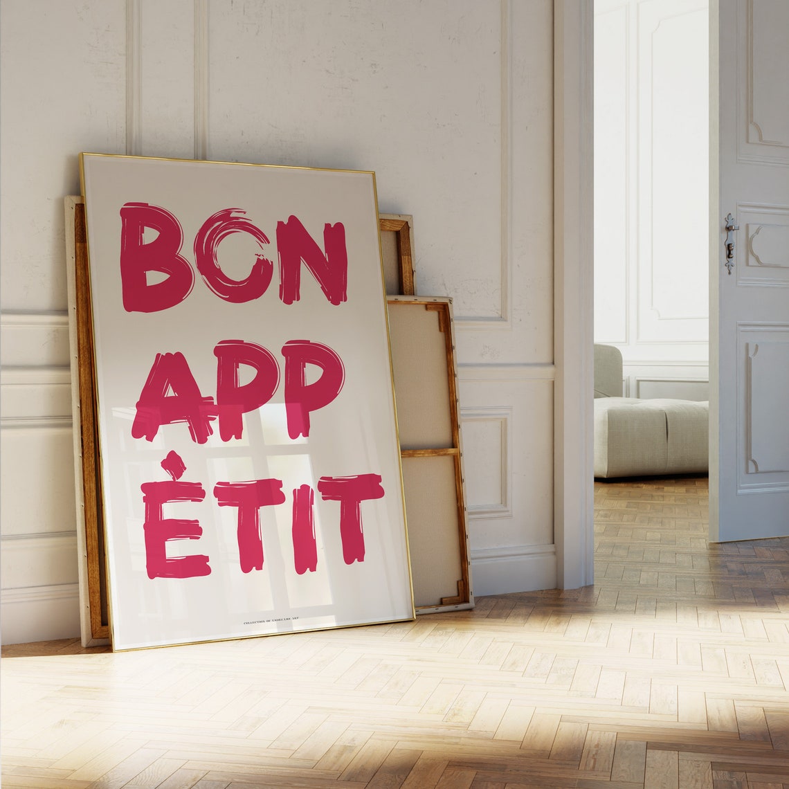 Bon Appetit Red Hand Painted Brush Lettering Kitchen Art Poster - Image 5