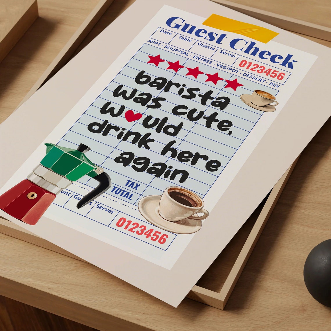 Barista Was Cute Would Drink Here Again Guest Check Art Poster - Image 4