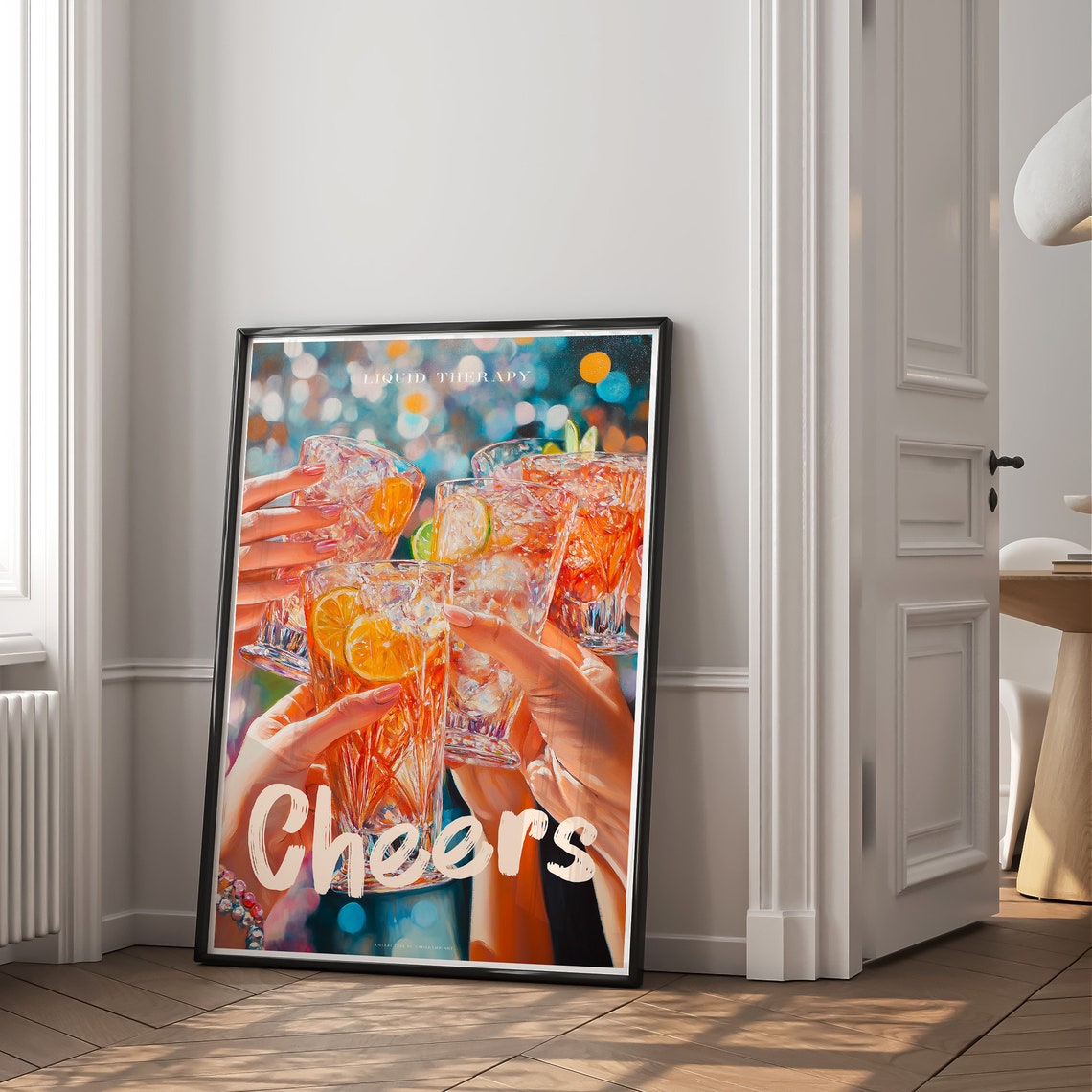 Retro Cheers Poster Coctail Poster Cheers Print Cocktail Prints Bar Cart Decor Cheers Wall Art Cheers Sign Bar Cart Print Girls Night - Image 2