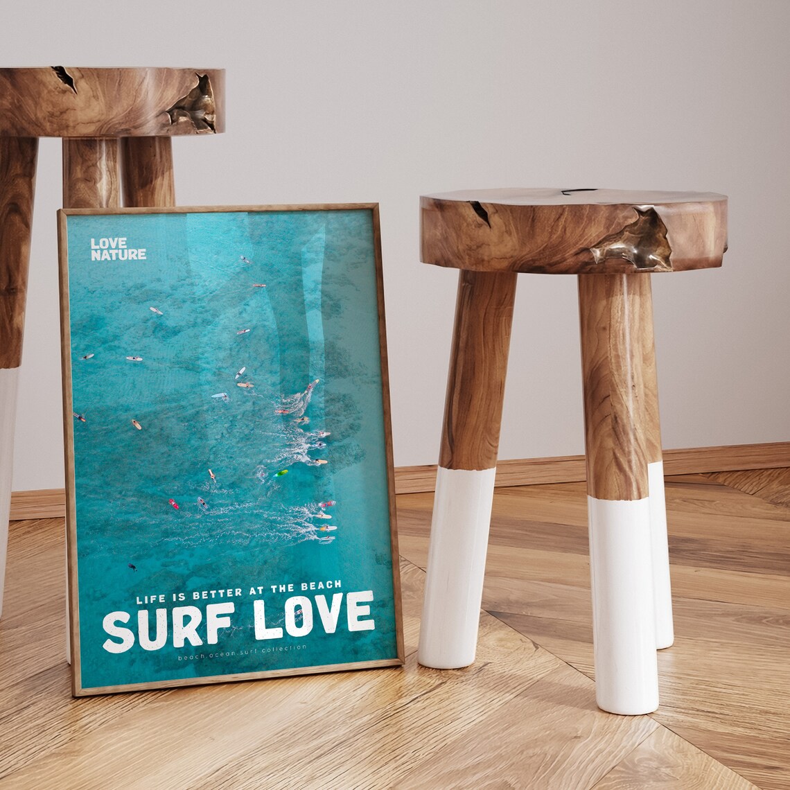 Surf Love Aerial View Of Surfers On Turquoise Ocean Waves Poster - Image 3