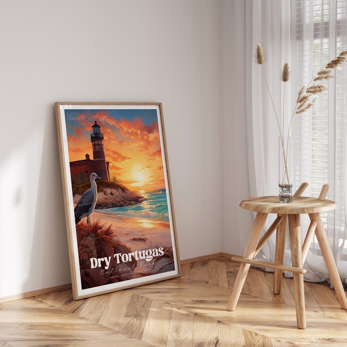 Dry Tortugas National Park Lighthouse Sunset Vintage Travel Poster - Image 3