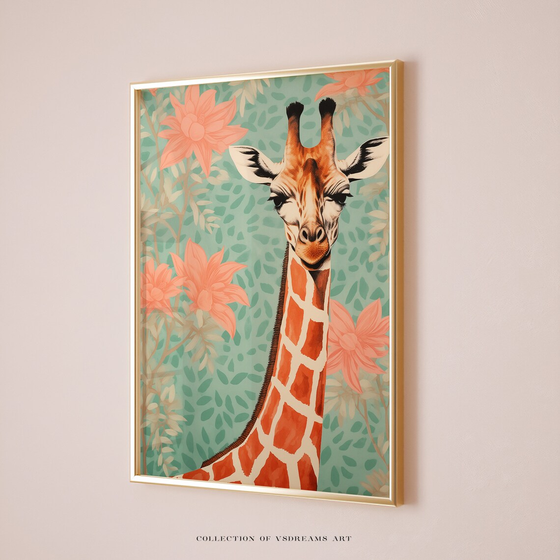 Giraffe Safari Animal Art Print for Kids Rooms